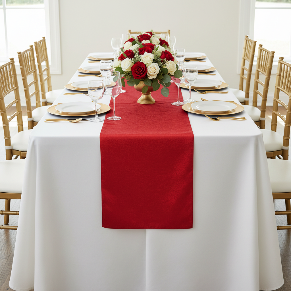 Crinkle Shimmer Table Runner - Red

