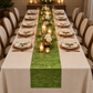 Crinkle Shimmer Table Runner Willow Green at an anniversary dinner