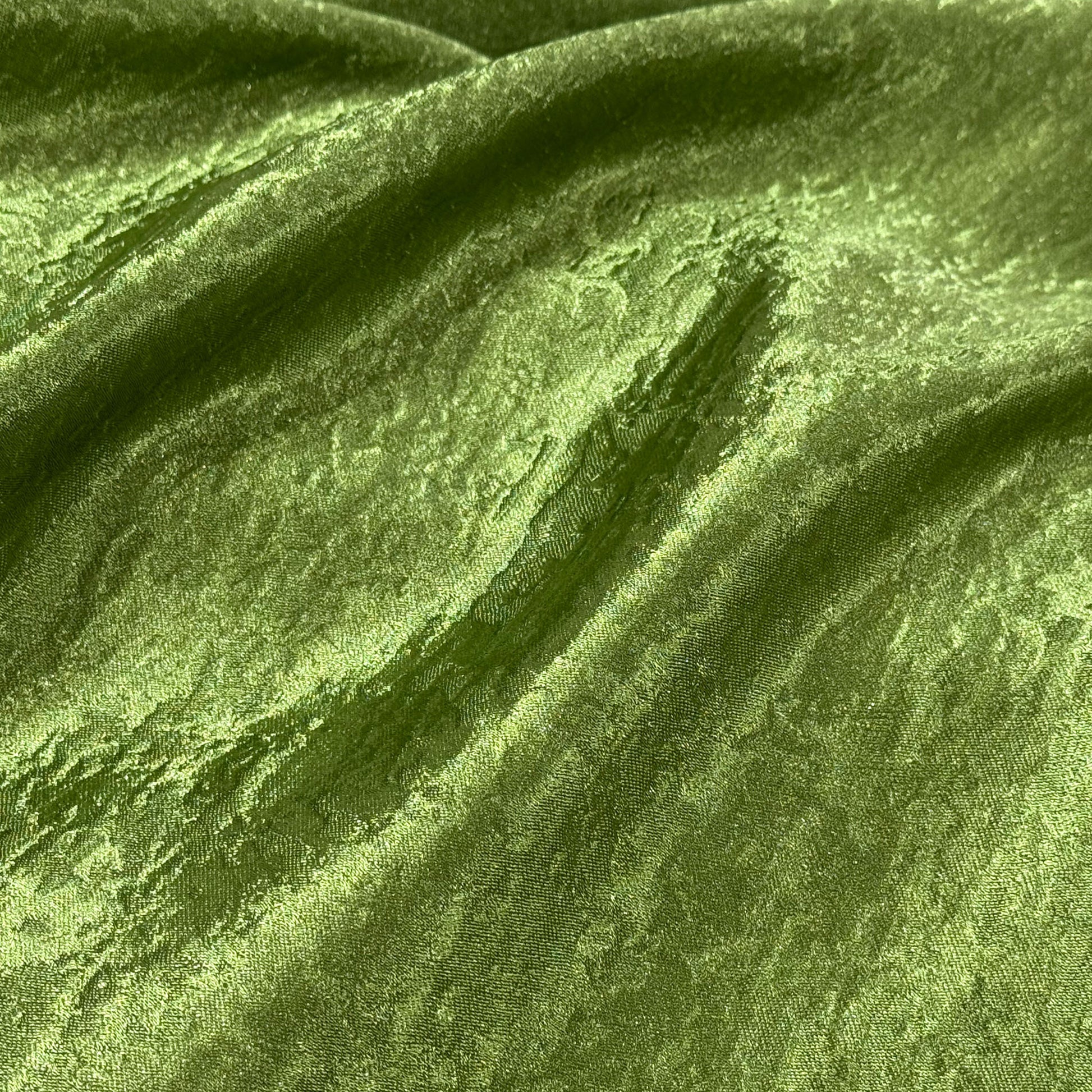 Crinkle Shimmer Willow Green fabric close up