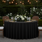 Crinkle Velvet 120" Round Tablecloth - Black for outdoor dinner setup