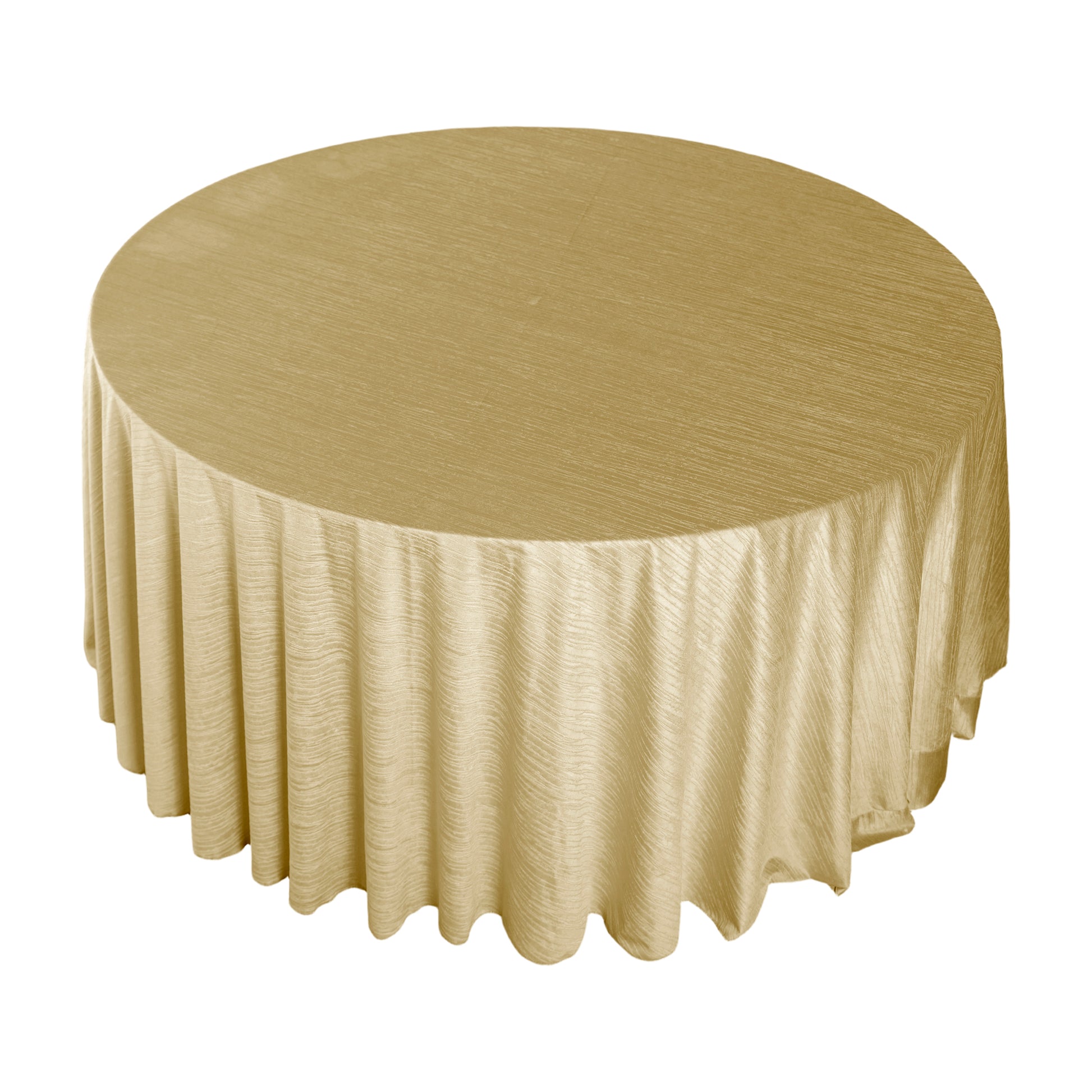 Crinkle Velvet 120" Round Tablecloth Champagne top view