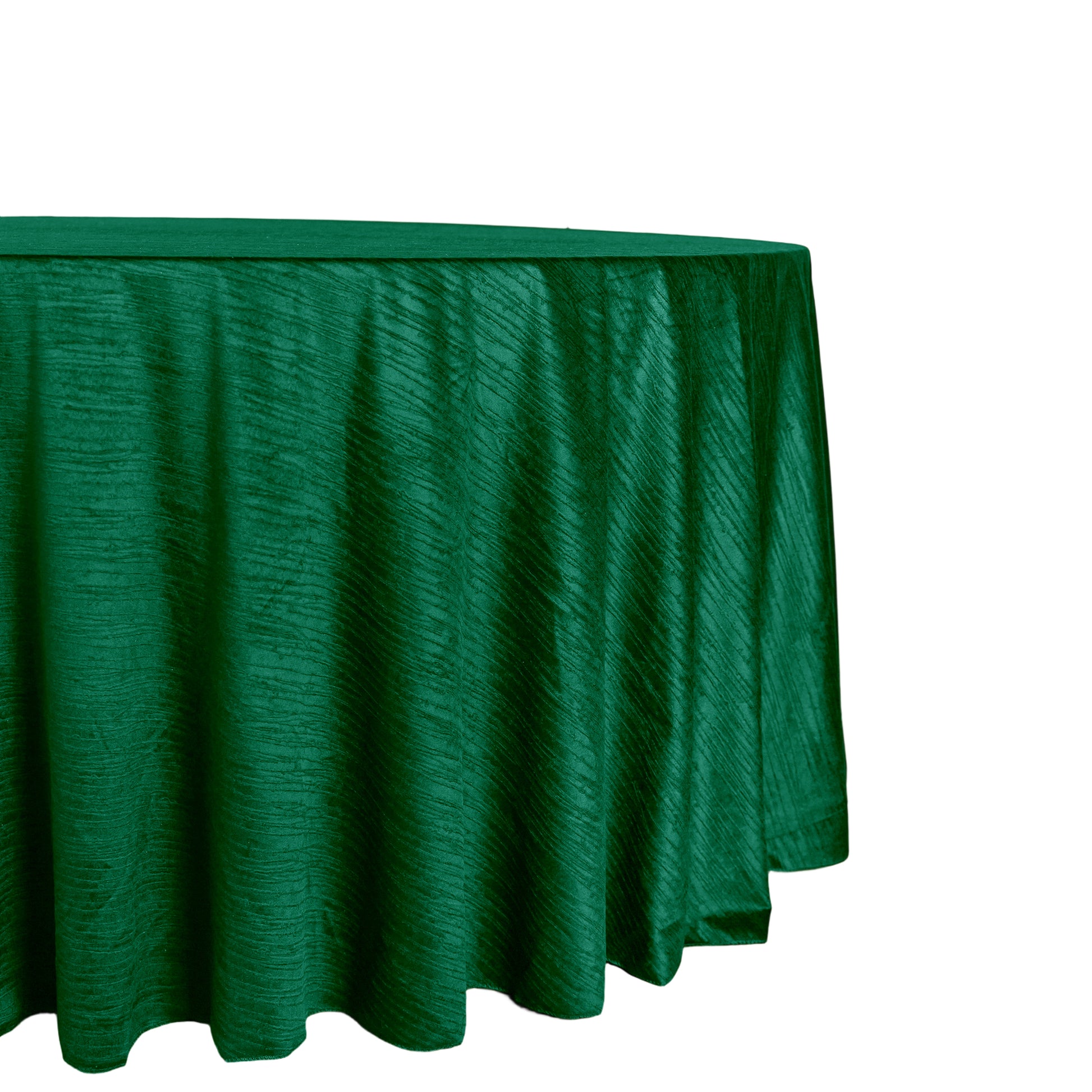 Crinkle Velvet 120" Round Tablecloth Emerald Green
