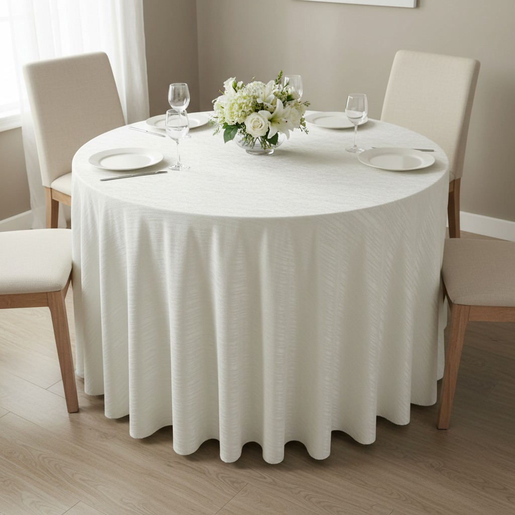 Crinkle Velvet 120" Round Tablecloth Ivory