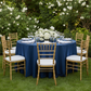 Crinkle Velvet 120" Round Tablecloth - Navy Blue of outdoor wedding table setup