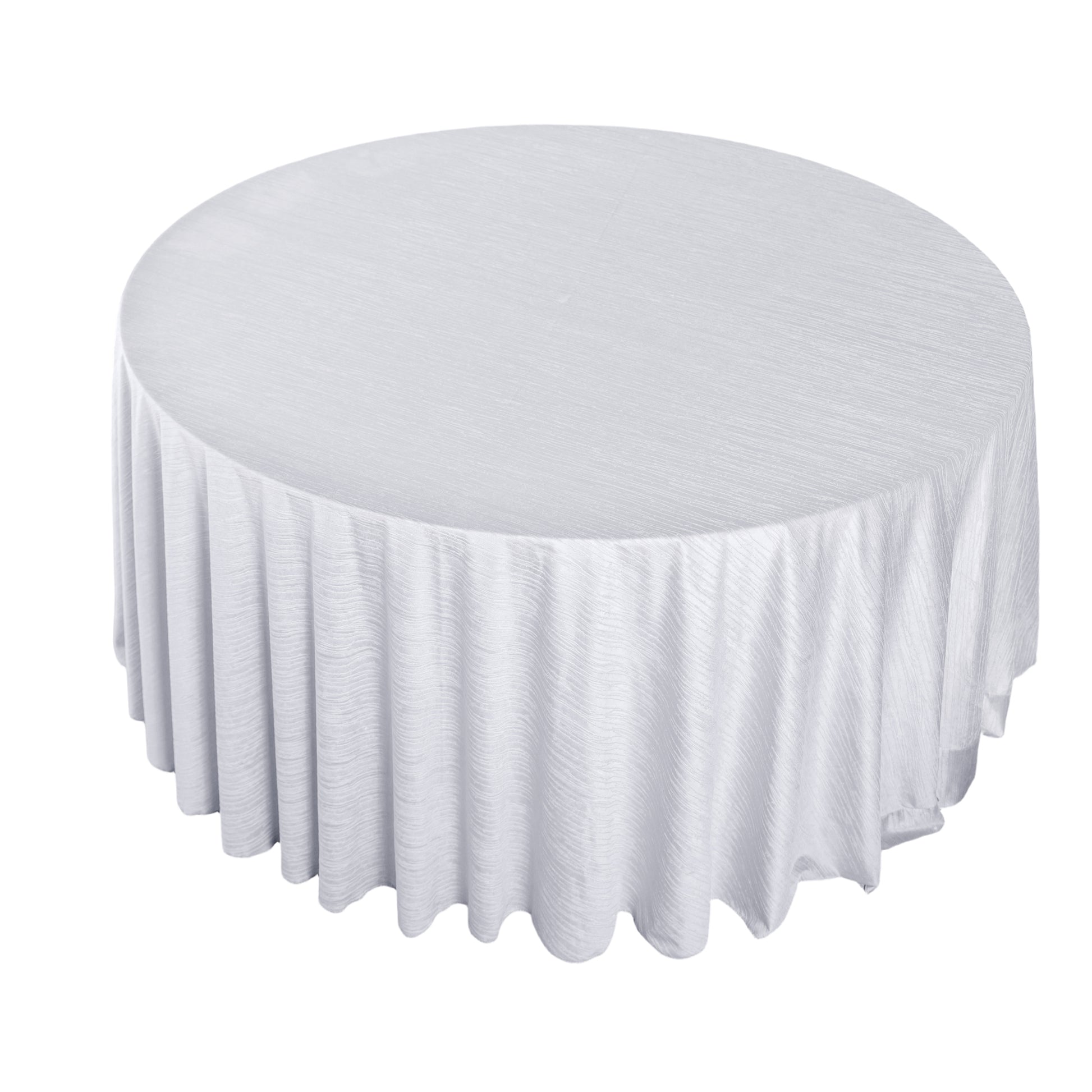Crinkle Velvet 120" Round Tablecloth White top view
