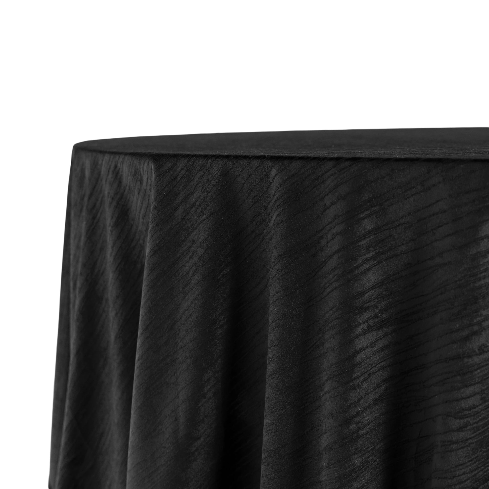 Crinkle Velvet 132" Round Tablecloth Black side view