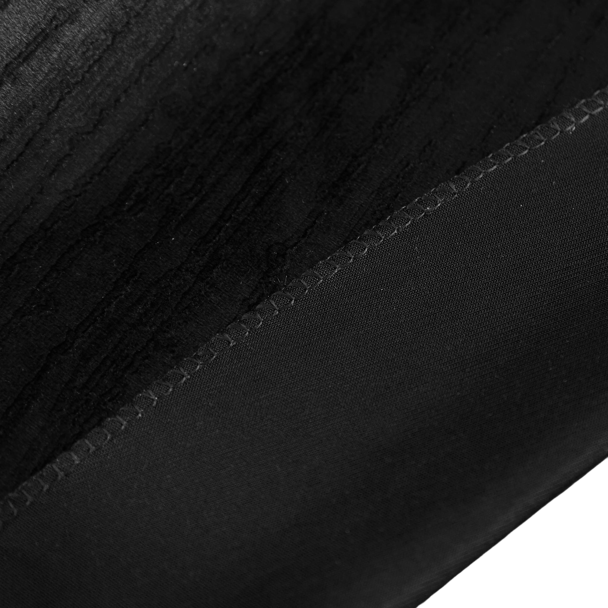 Crinkle Velvet 132" Round Tablecloth Black underside close up