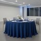 Crinkle Velvet 132" Round Tablecloth - Navy Blue for indoor company dinner