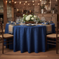 Crinkle Velvet 132" Round Tablecloth - Navy Blue for indoor dinner table setup