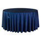 Crinkle Velvet 132" Round Tablecloth Navy Blue front view