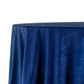 Crinkle Velvet 132" Round Tablecloth - Navy Blue side view
