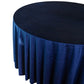 Crinkle Velvet 132" Round Tablecloth - Navy Blue top view