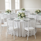 Crinkle Velvet 132" Round Tablecloth - White for a baby shower table setup
