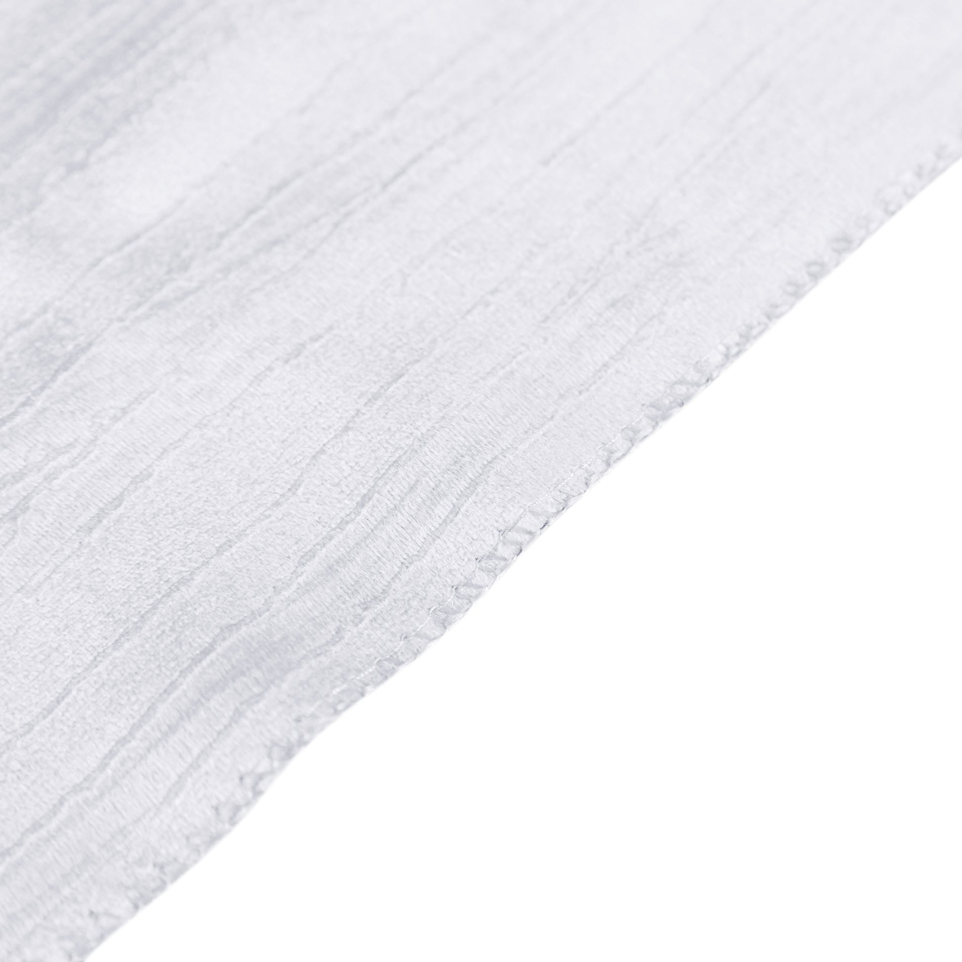 Crinkle Velvet 132" Round Tablecloth White serged edge finish