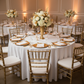 Crinkle Velvet 132" Round Tablecloth - White for a birthday indoor reception