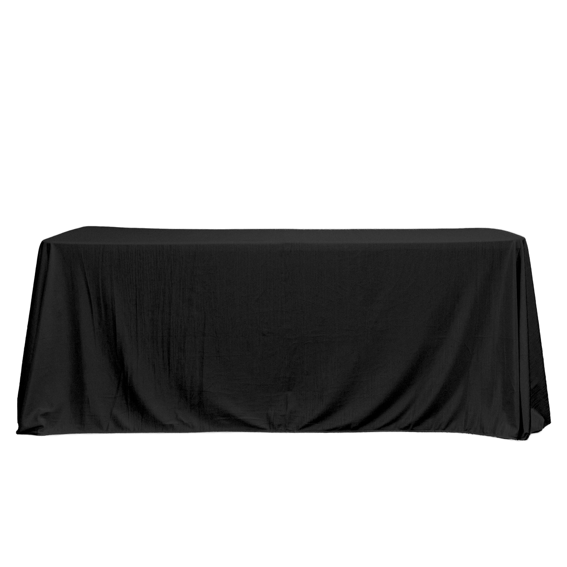 Crinkle Velvet 90"x132" Rectangular Tablecloth Black front view