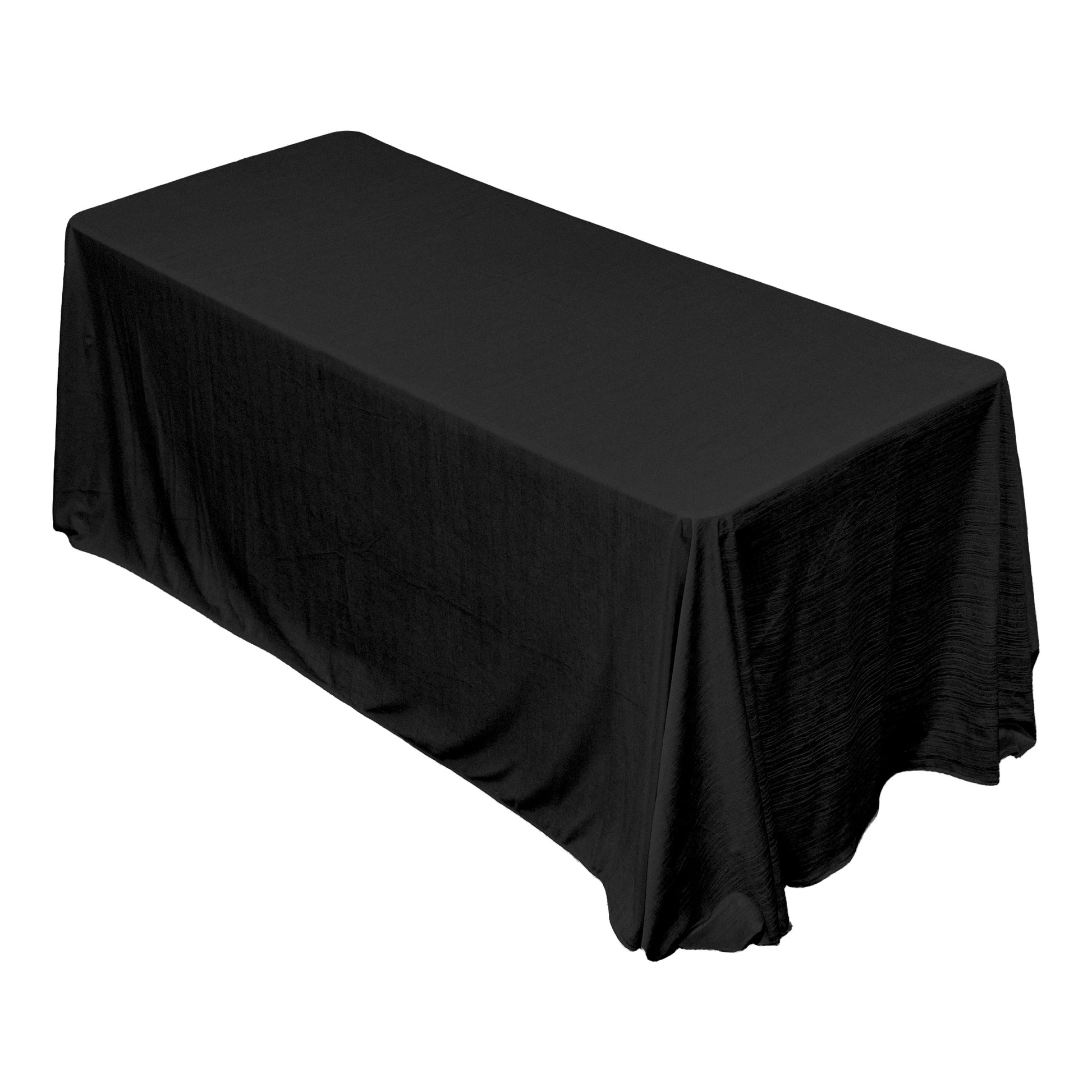 Crinkle Velvet 90"x132" Rectangular Tablecloth Black top view