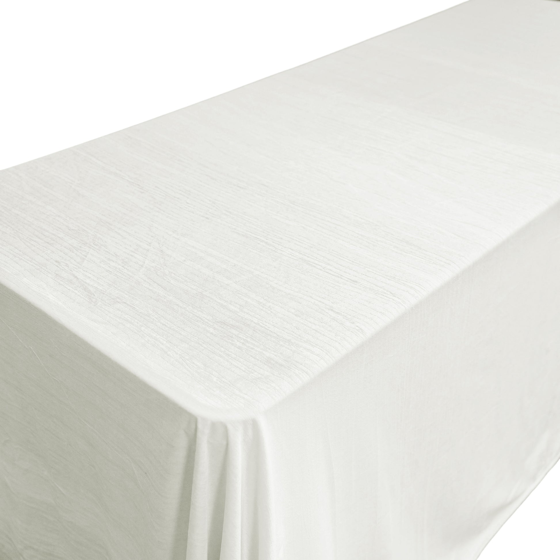 Crinkle Velvet 90"x132" Rectangular Tablecloth Ivory close up