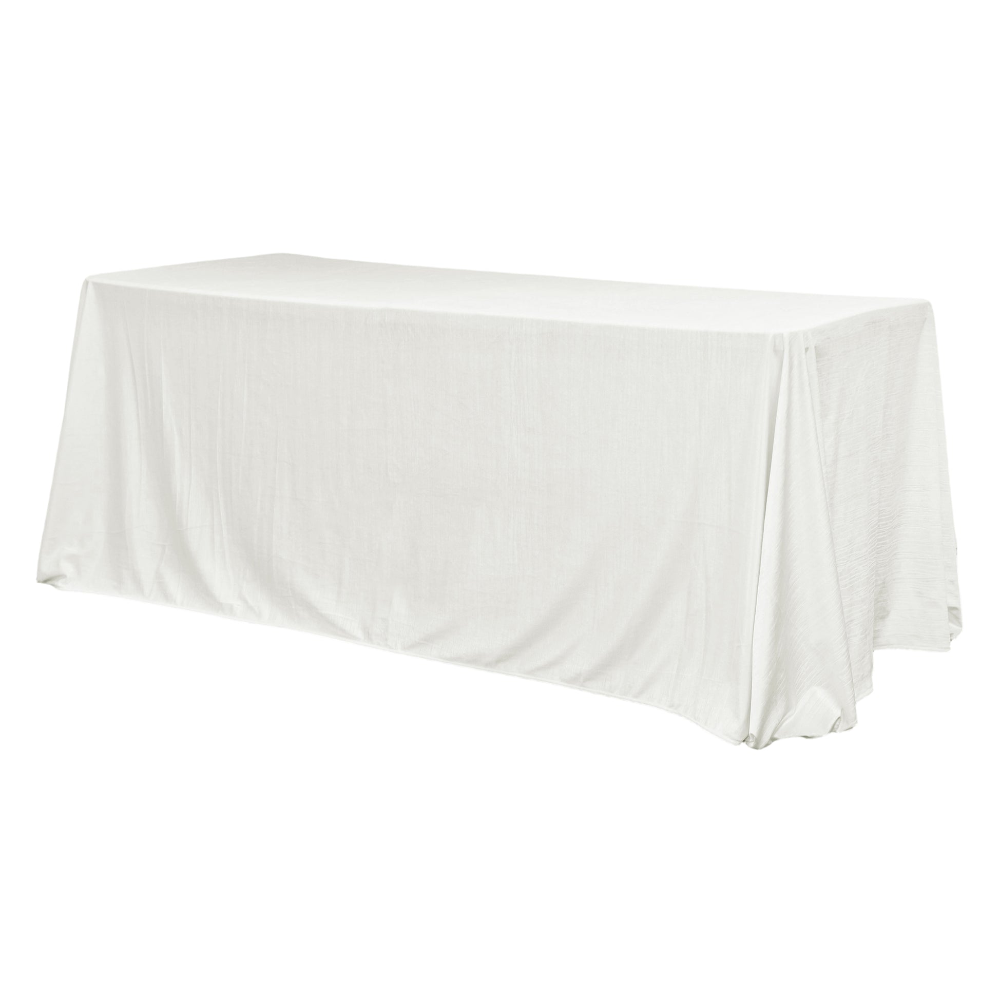 Crinkle Velvet 90"x132" Rectangular Tablecloth Ivory angled view
