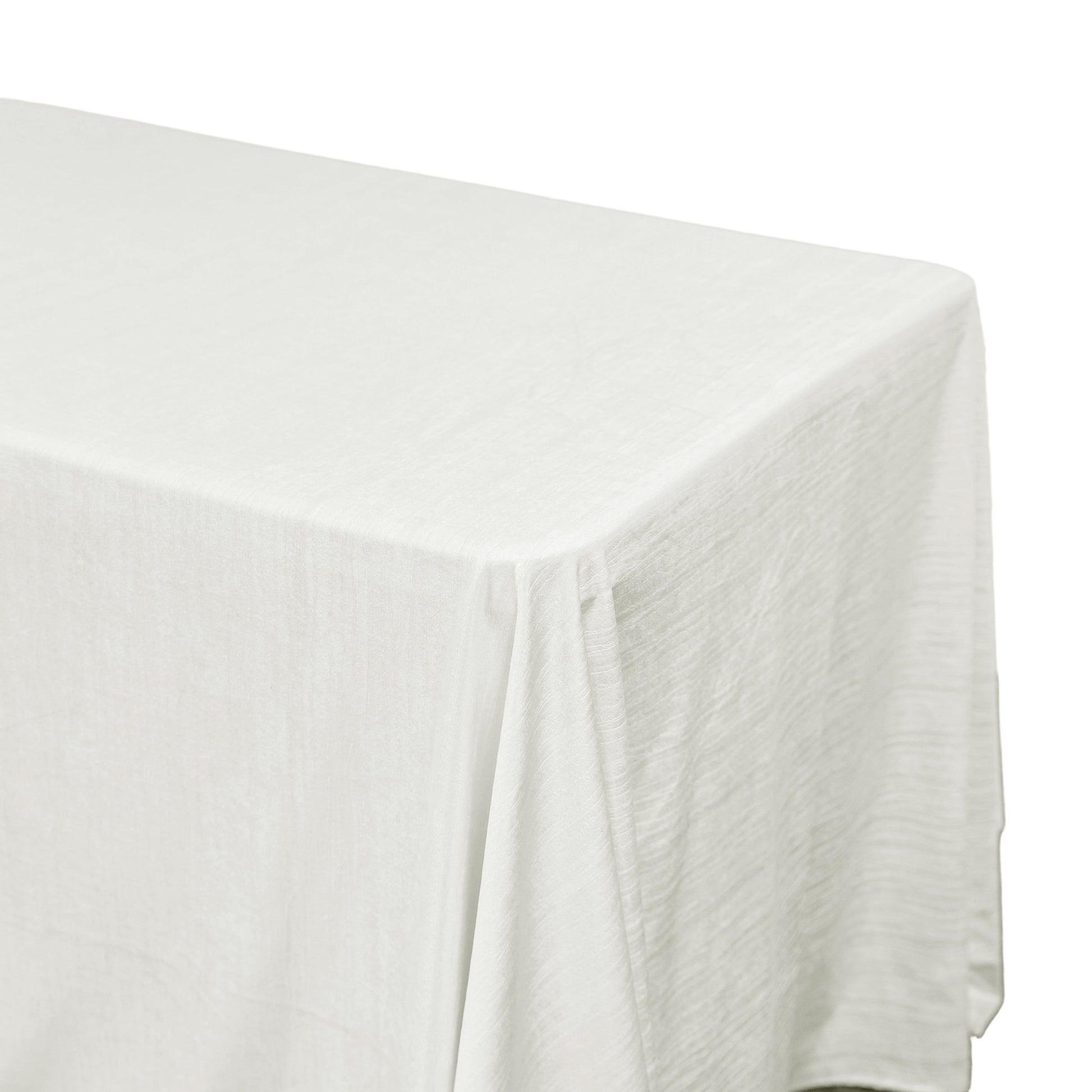 Crinkle Velvet 90"x132" Rectangular Tablecloth Ivory end view
