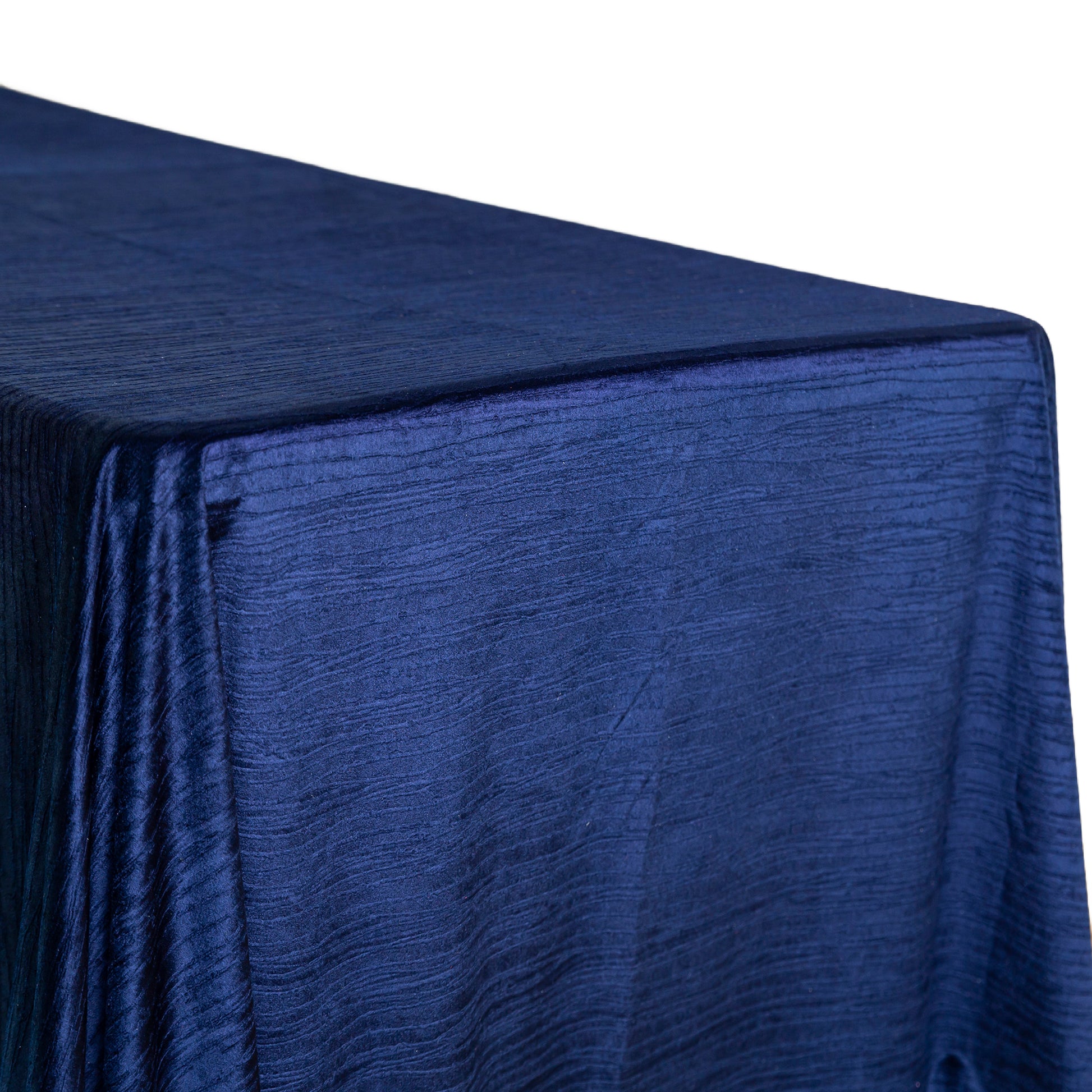 Crinkle Velvet 90"x132" Rectangular Tablecloth Navy Blue edge view close up