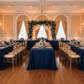 Crinkle Velvet 90"x132" Rectangular Tablecloth - Navy Blue for quinceanera indoor table setup