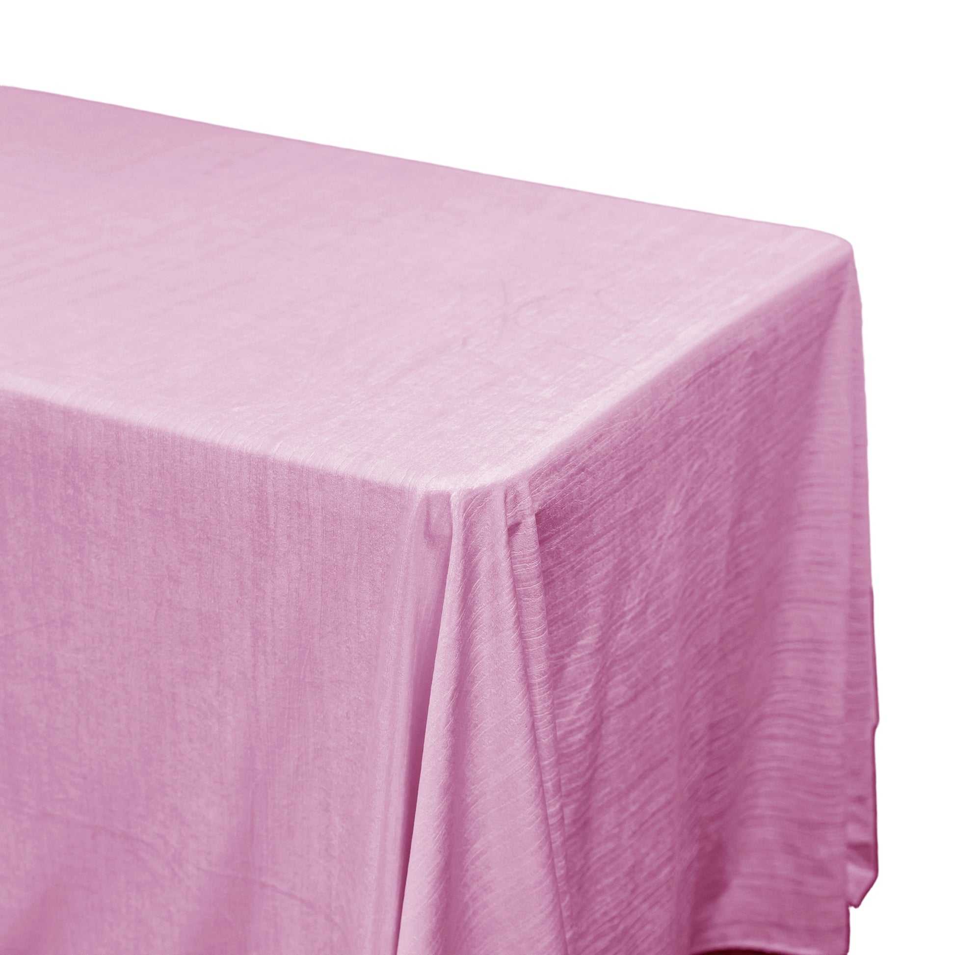 Crinkle Velvet 90"x132" Rectangular Tablecloth Pink end view