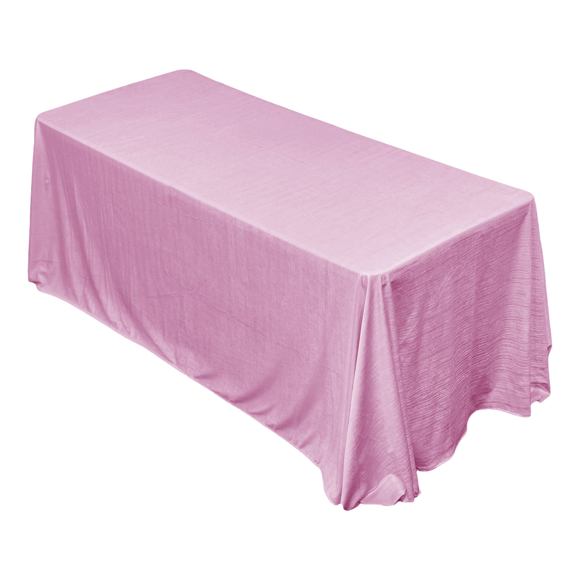 Crinkle Velvet 90"x132" Rectangular Tablecloth Pink top view