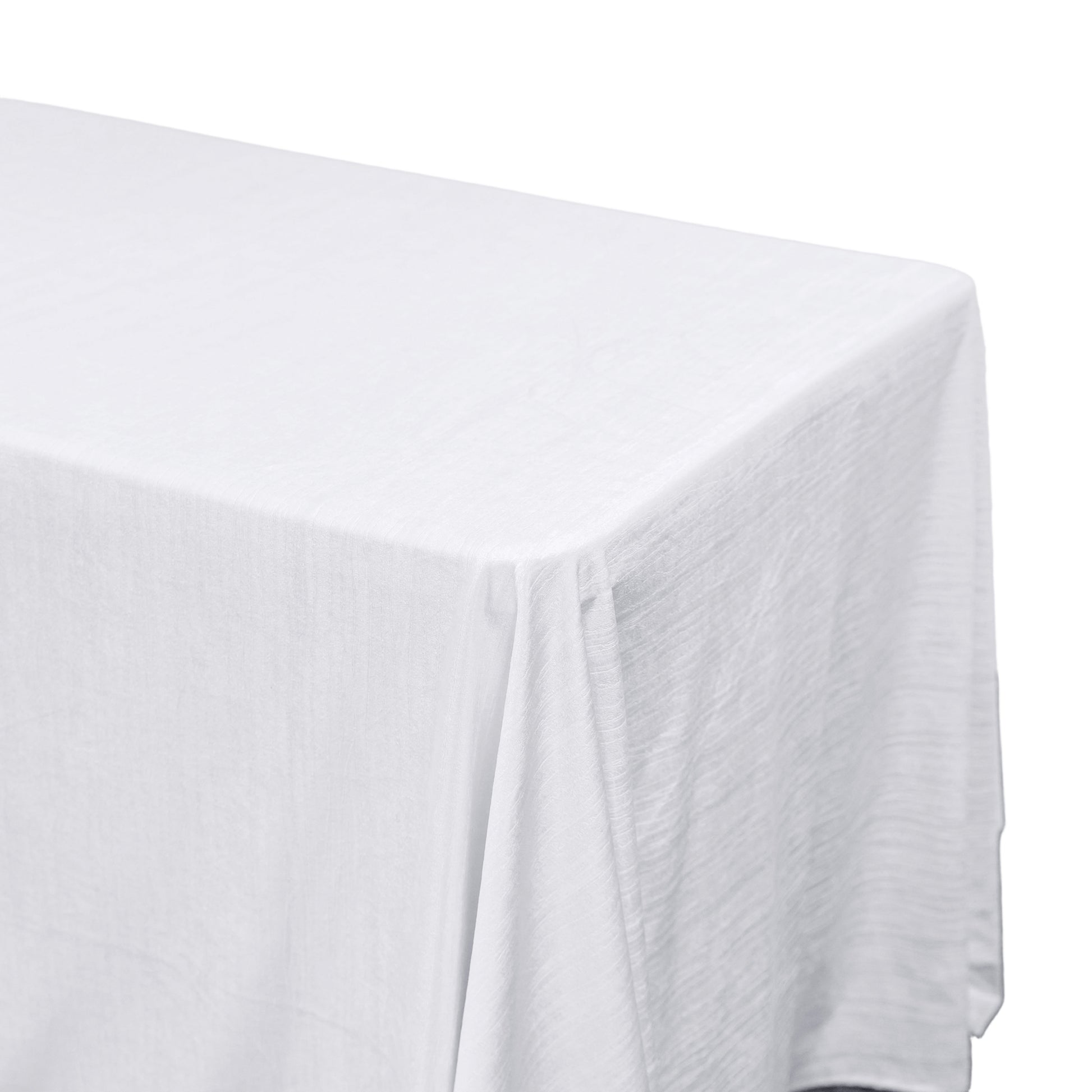 Crinkle Velvet 90"x132" Rectangular Tablecloth White end view