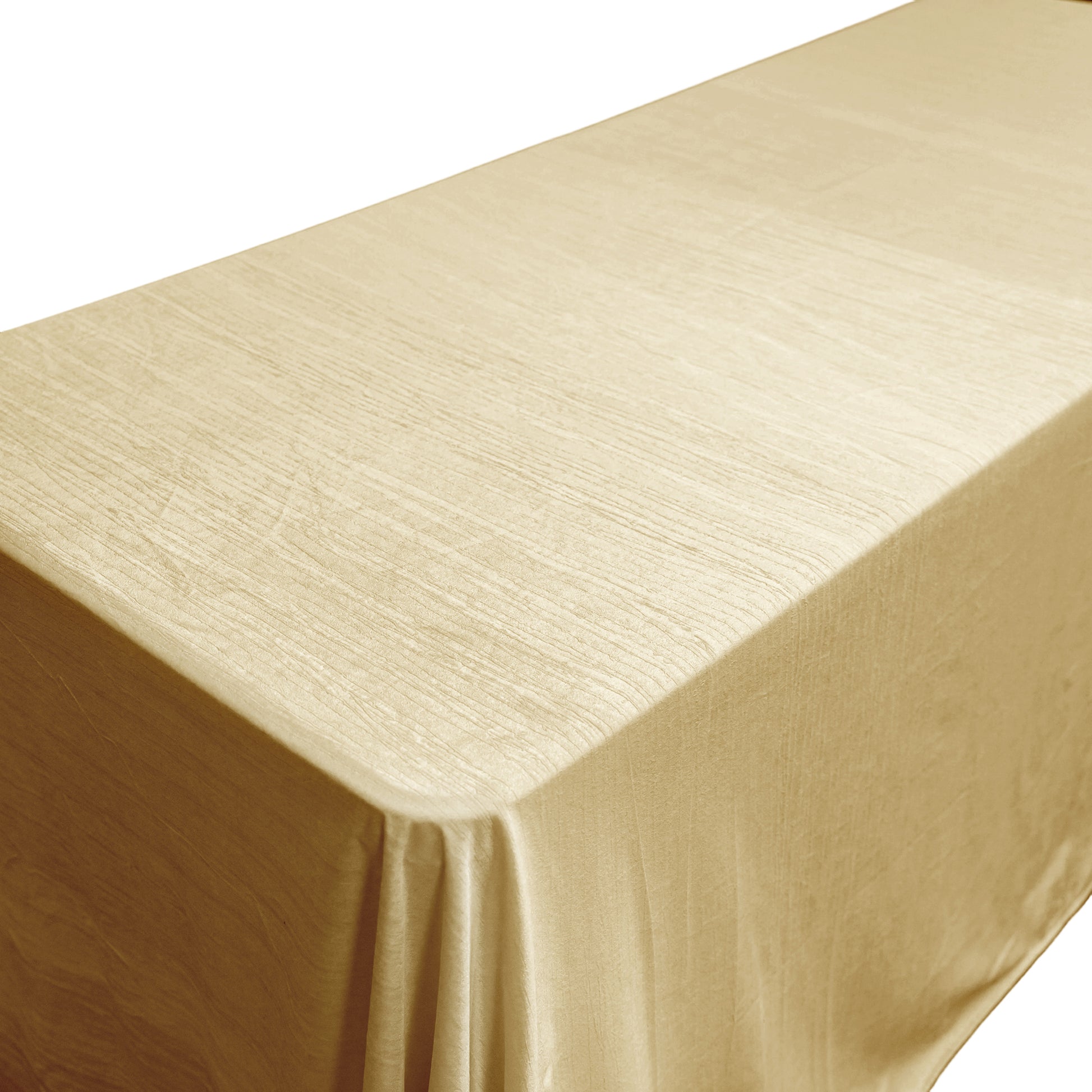 Crinkle Velvet 90"x156" Rectangular Tablecloth Champagne close up