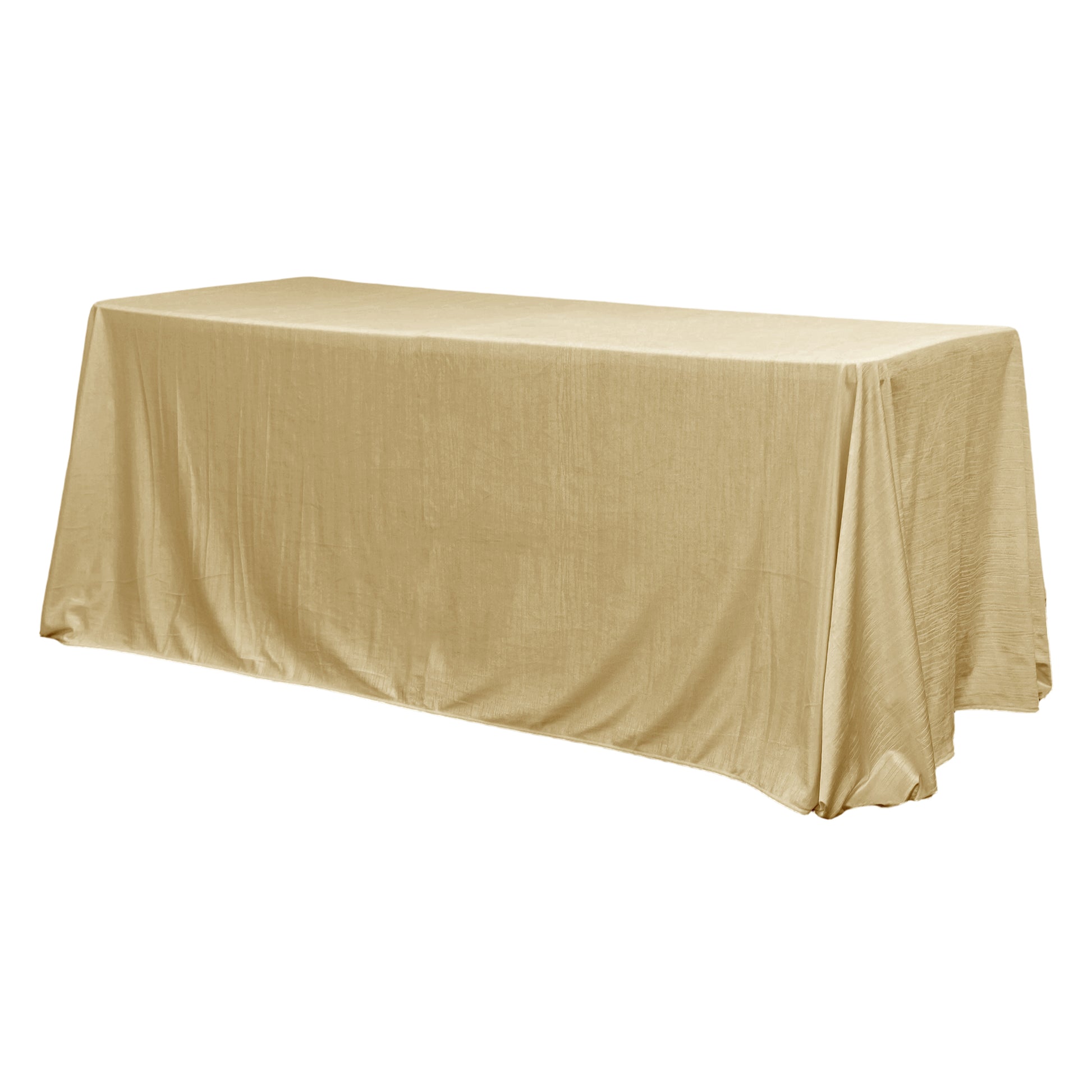 Crinkle Velvet 90"x156" Rectangular Tablecloth Champagne angled view
