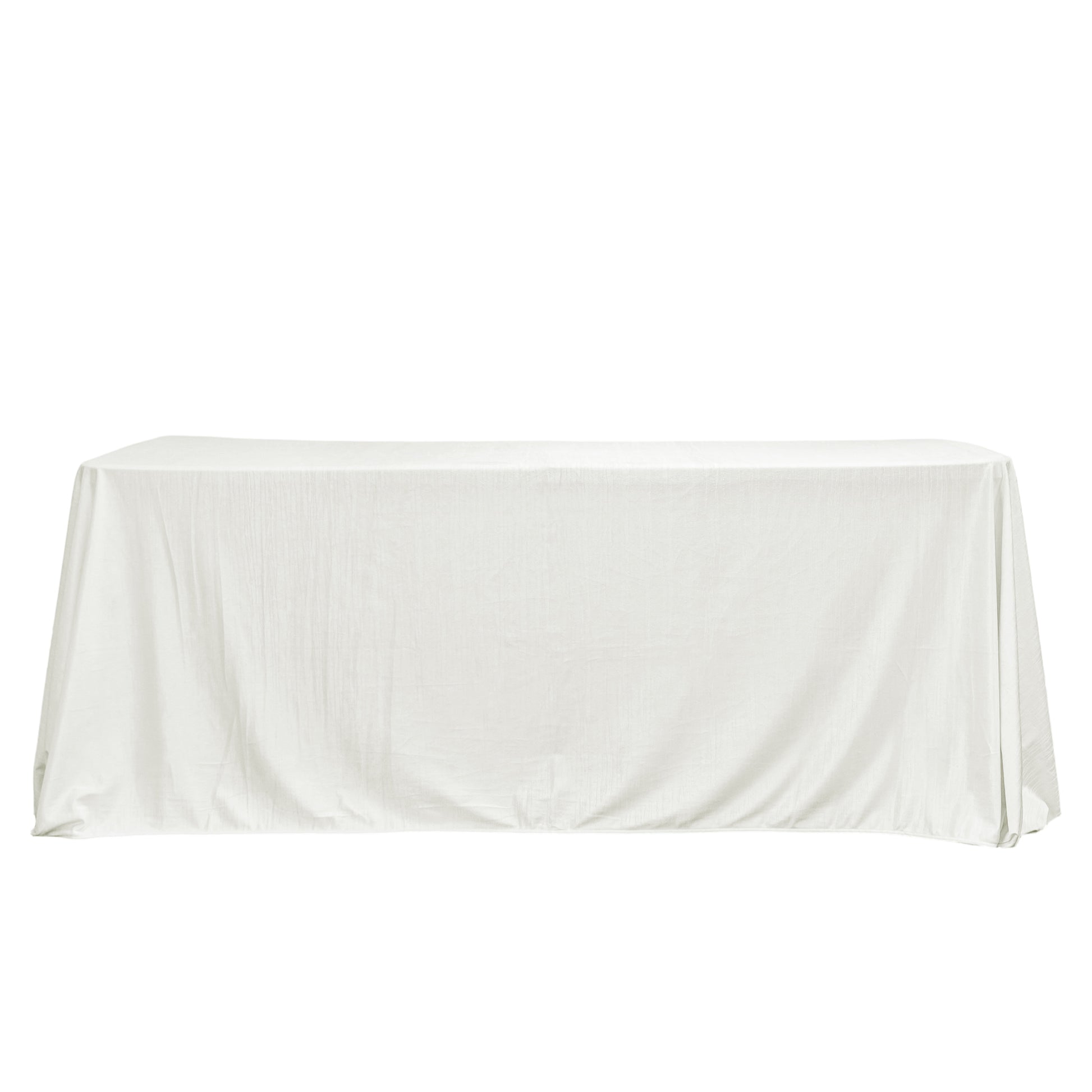 Crinkle Velvet 90"x156" Rectangular Tablecloth Ivory front view