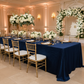 Crinkle Velvet 90"x156" Rectangular Tablecloth Navy Blue for Ballroom Wedding