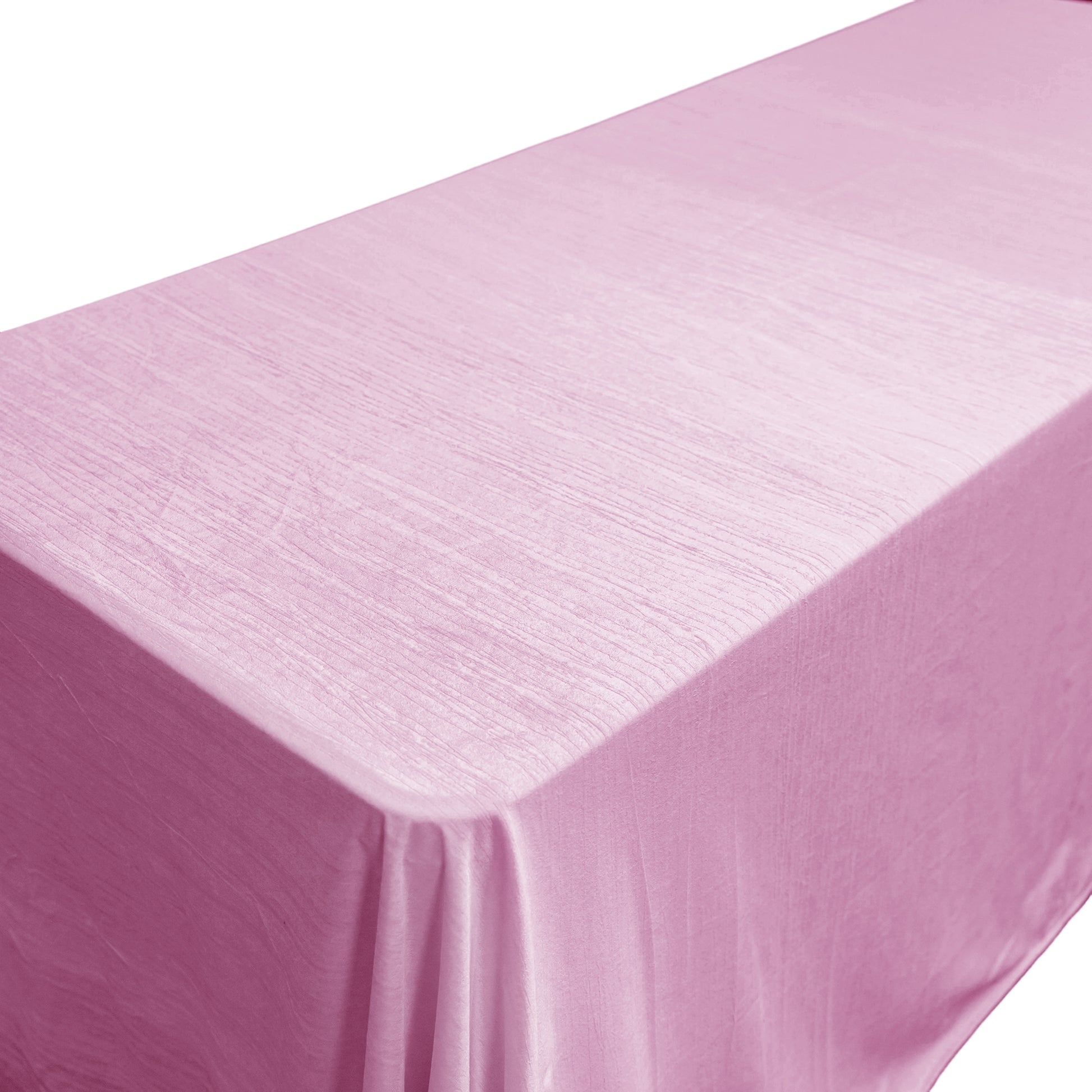 Crinkle Velvet 90"x156" Rectangular Tablecloth Pink close up