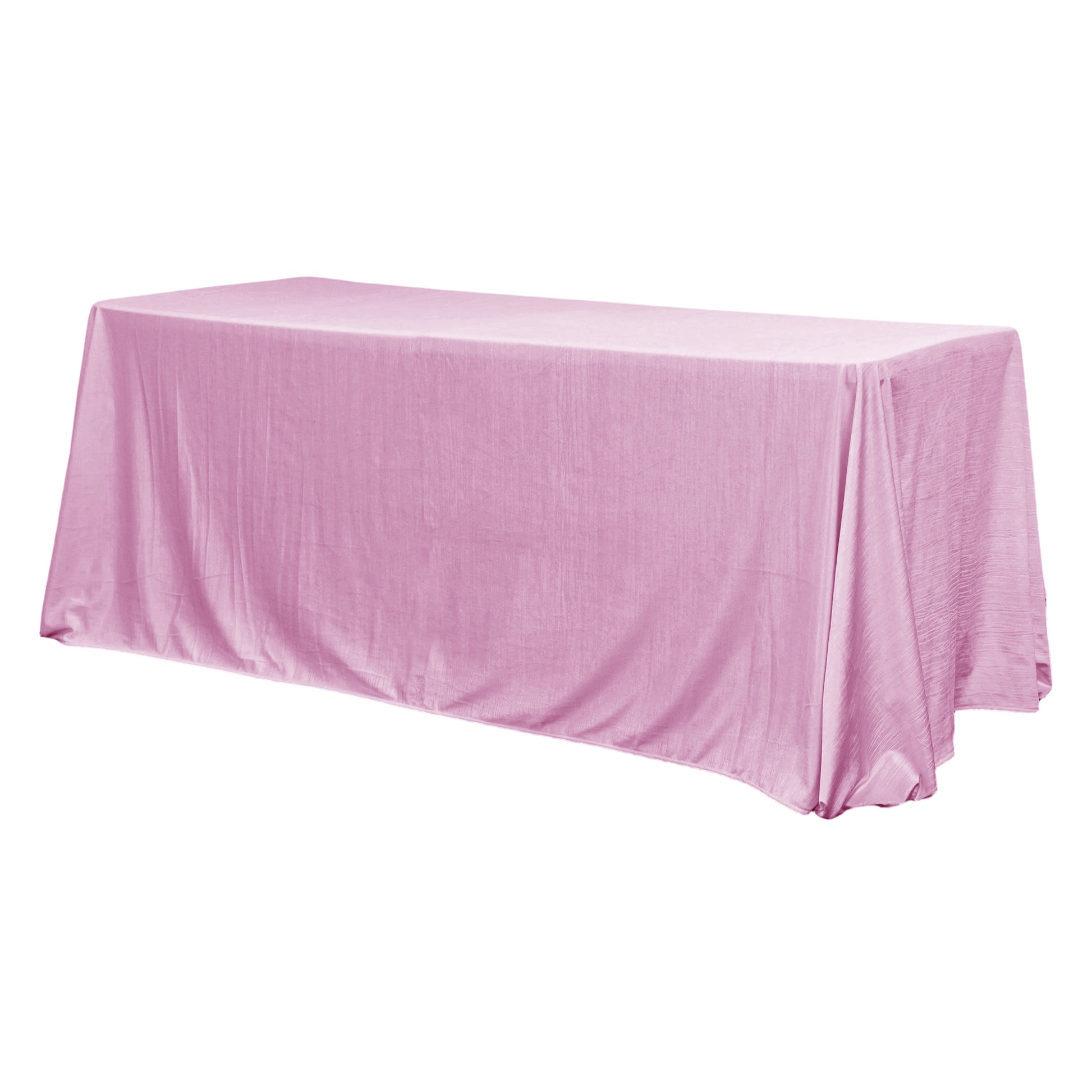 Crinkle Velvet 90"x156" Rectangular Tablecloth Pink angled view