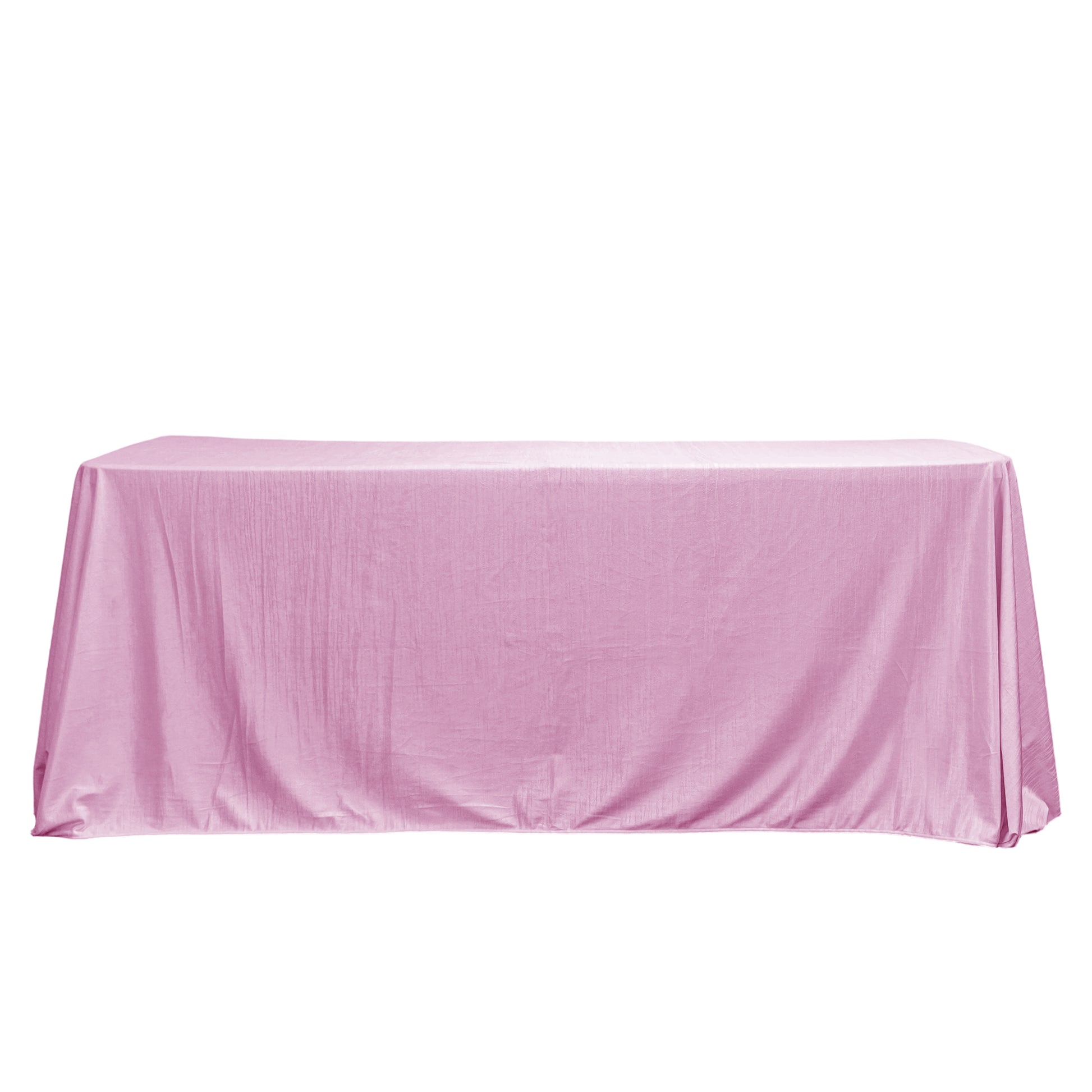 Crinkle Velvet 90"x156" Rectangular Tablecloth Pink front view