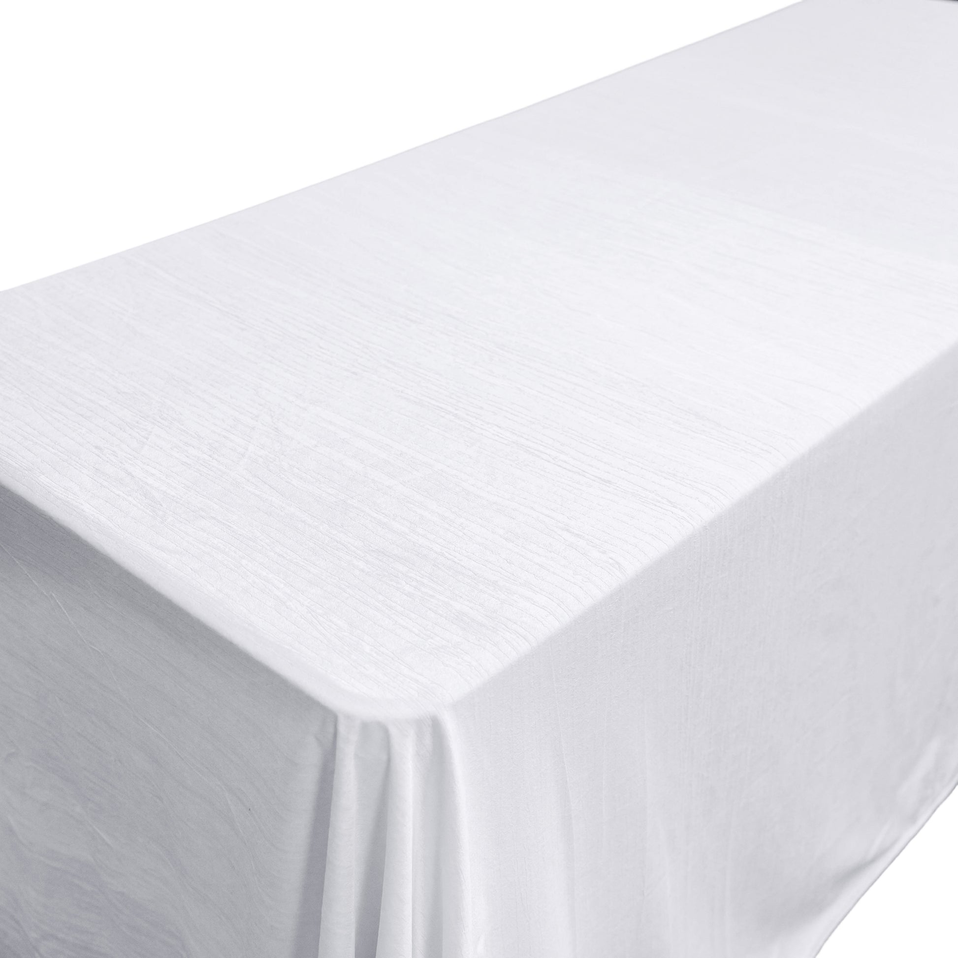 Crinkle Velvet 90"x156" Rectangular Tablecloth White close up