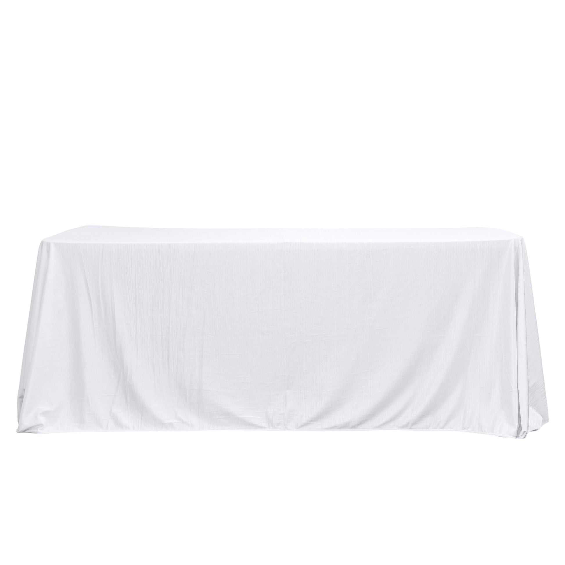Crinkle Velvet 90"x156" Rectangular Tablecloth White front view