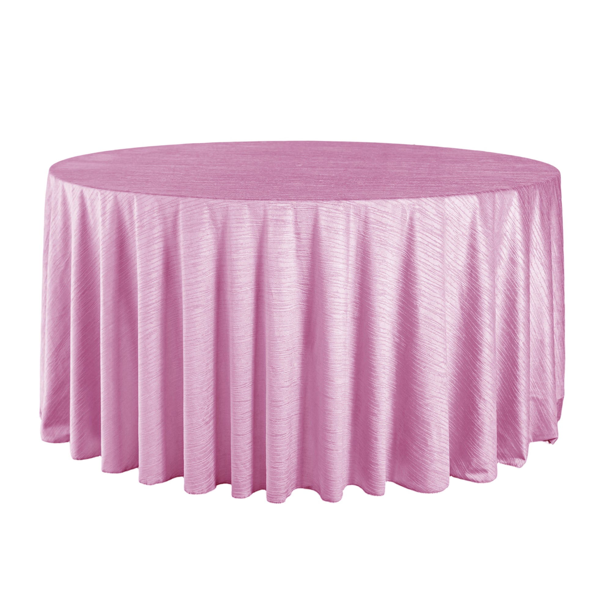 Crinkle Velvet 120" Round Tablecloth Pink front view