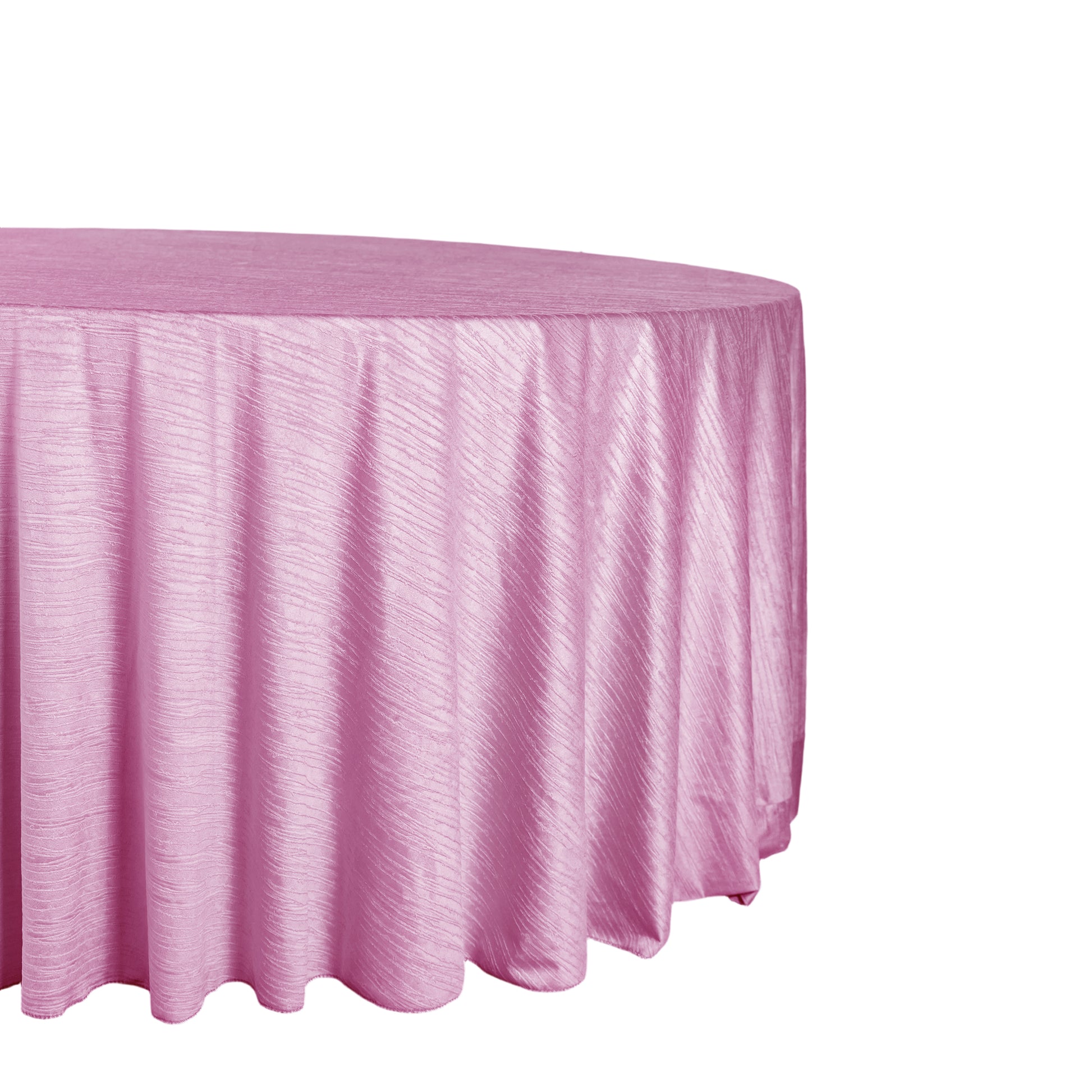 Crinkle Velvet 120" Round Tablecloth Pink side view