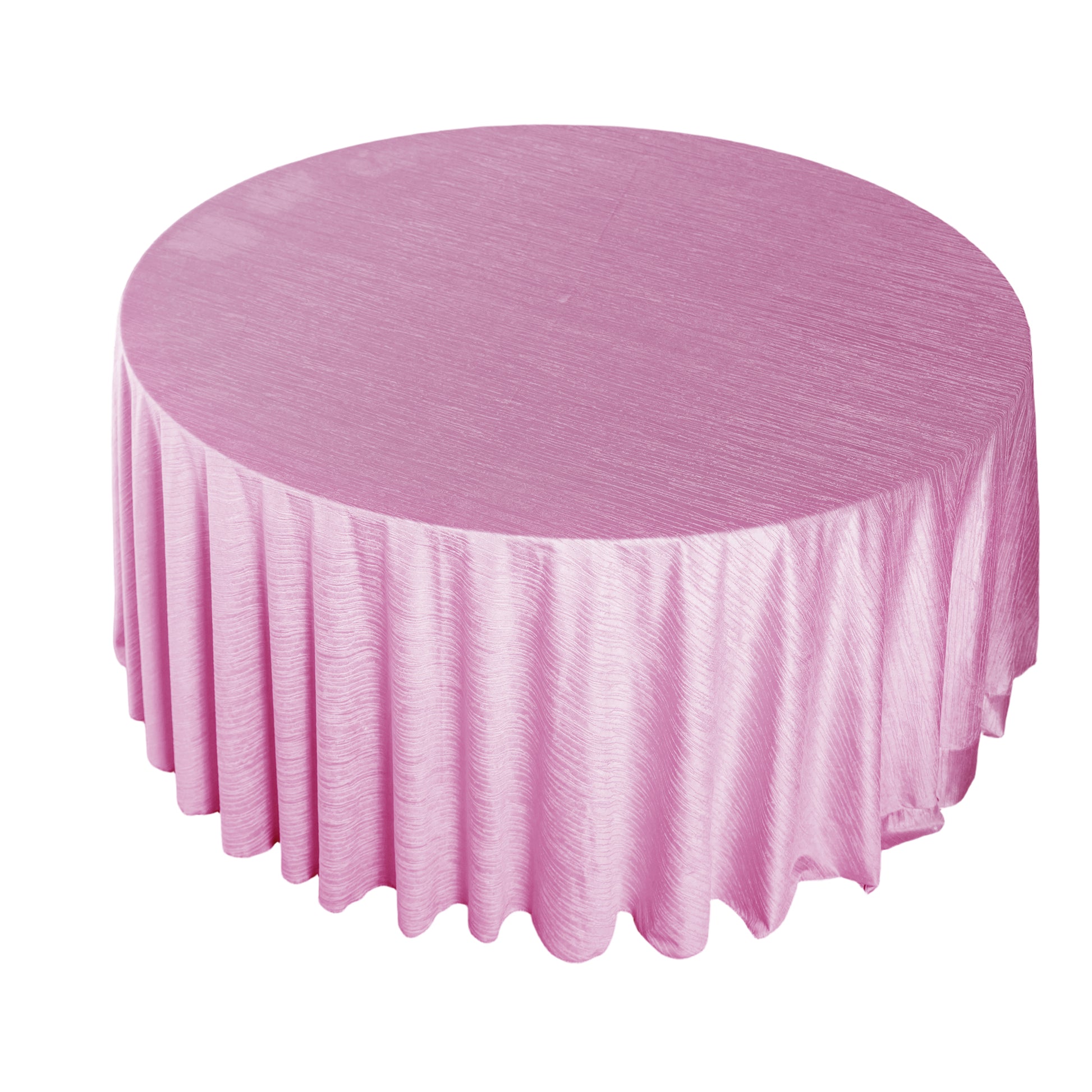 Crinkle Velvet 120" Round Tablecloth Pink top view