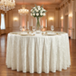 Crinkle Shimmer 120" Round Tablecloth - Light Ivory/Off White - CV Linens