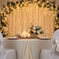 sweetheart table with Cross Back Stretch Spandex Banquet Chair Cover - White
