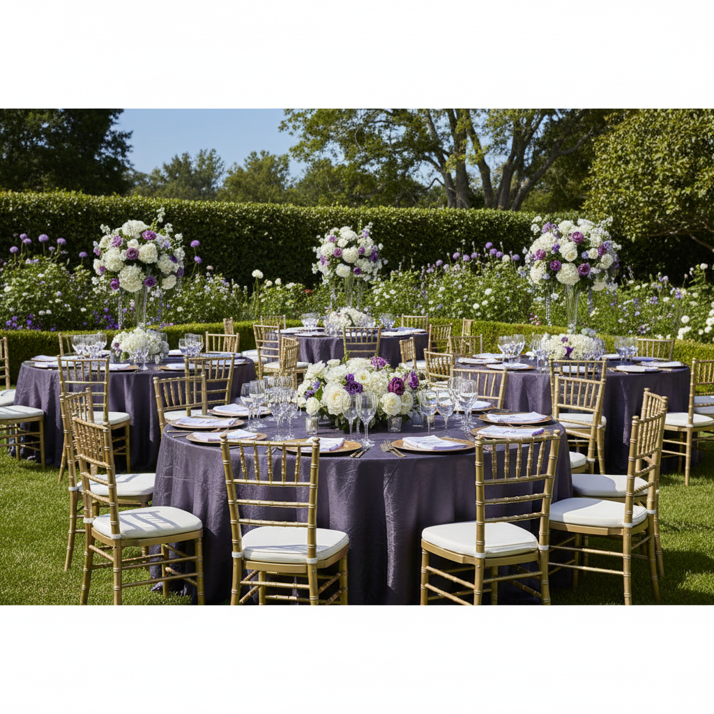 Crushed Taffeta 120" Round Tablecloth - Eggplant/Plum