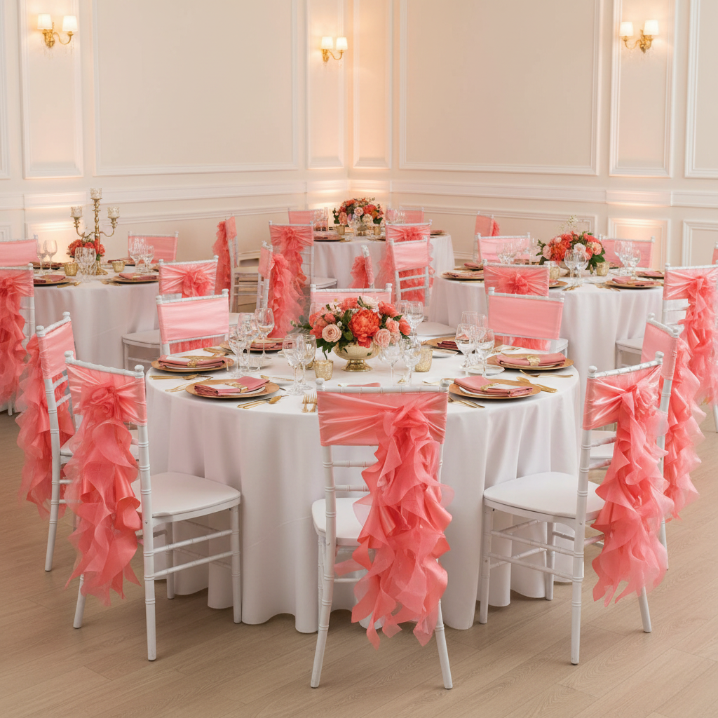 Curly Willow Chair Sash - Coral