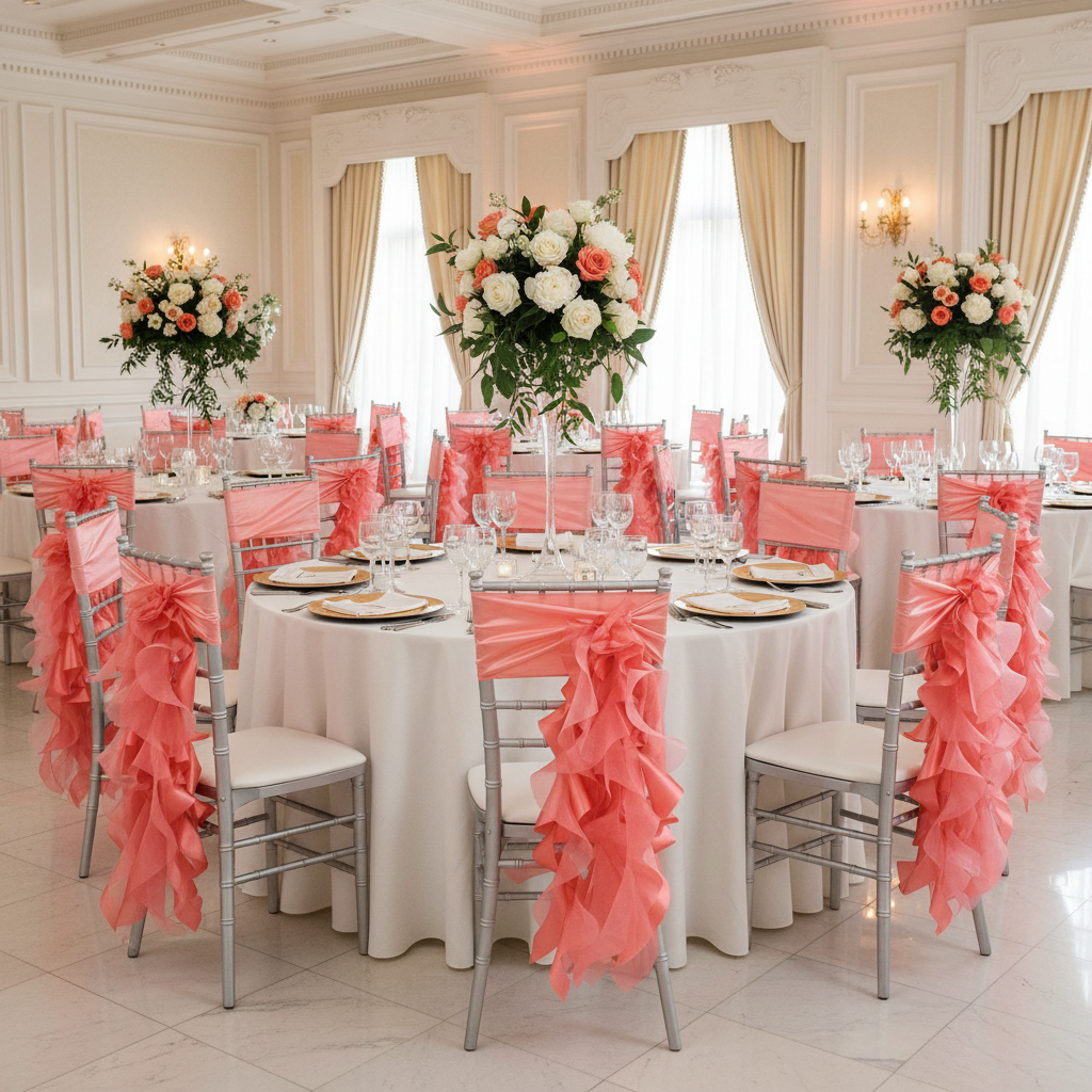 Curly Willow Chair Sash - Coral