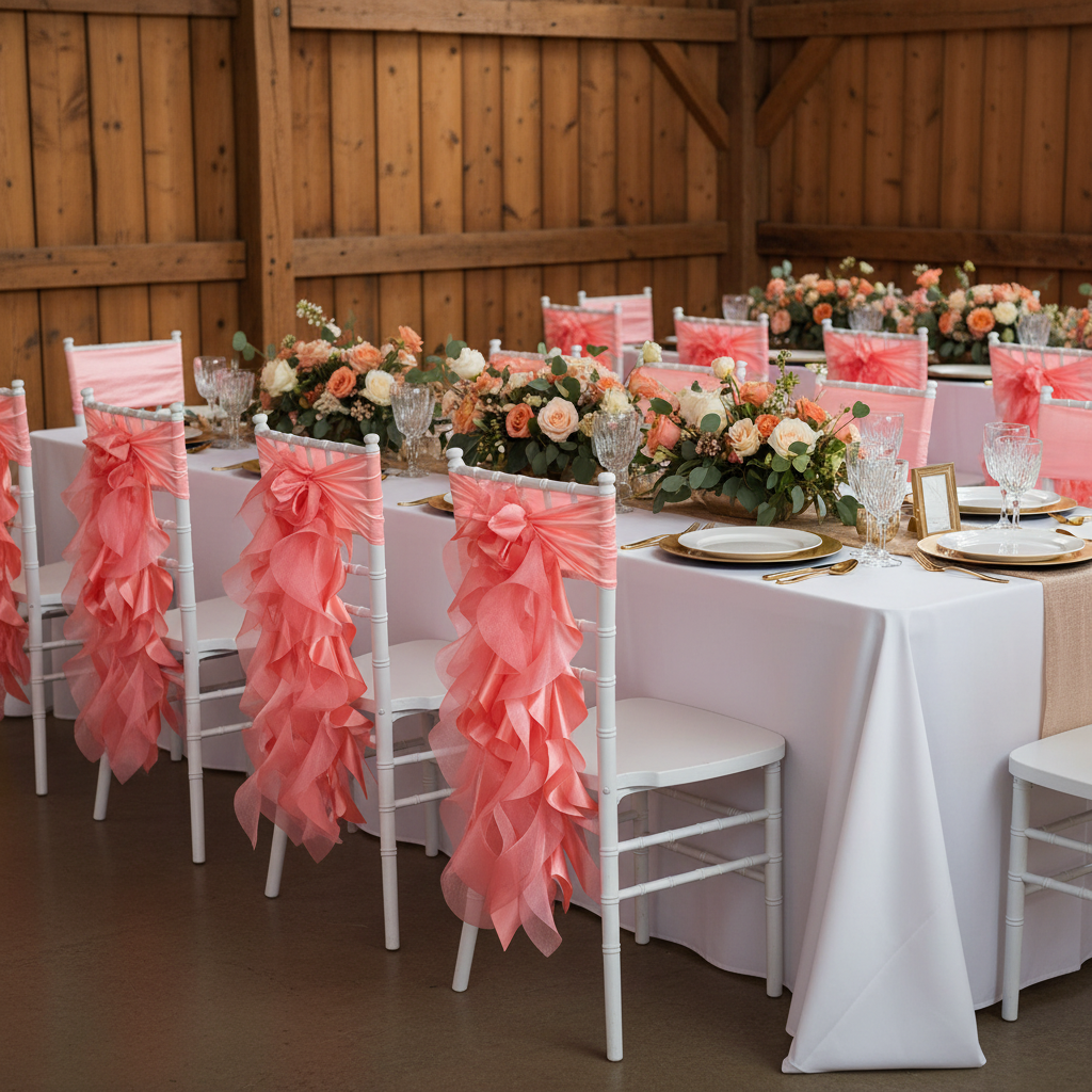 Curly Willow Chair Sash - Coral