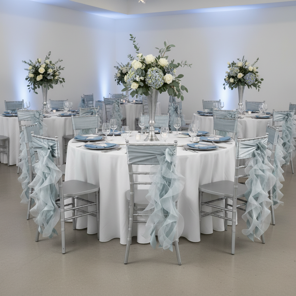 Curly Willow Chair Sash - Dusty Blue