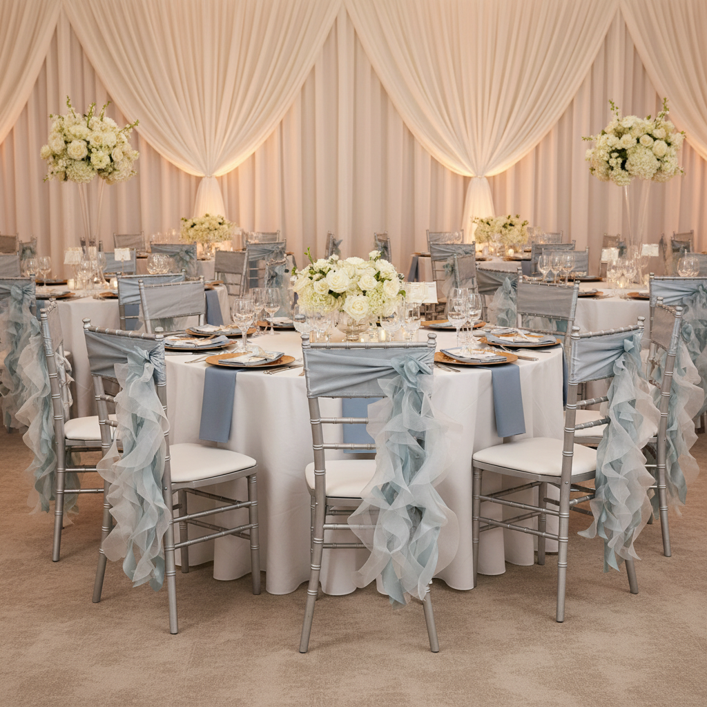 Curly Willow Chair Sash - Dusty Blue