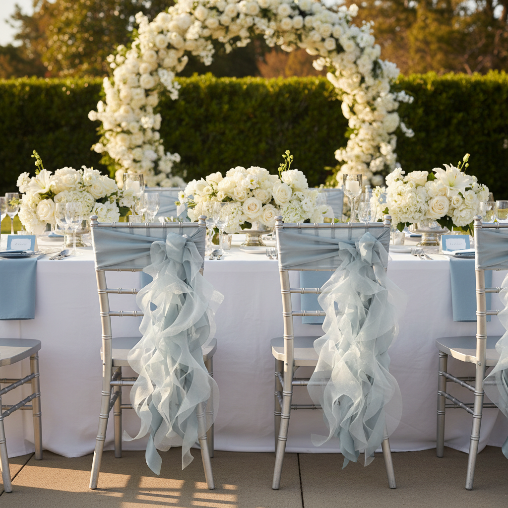 Curly Willow Chair Sash - Dusty Blue